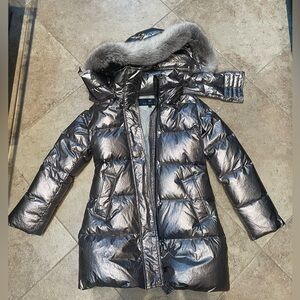 NB Series metallic with fur puffer coat